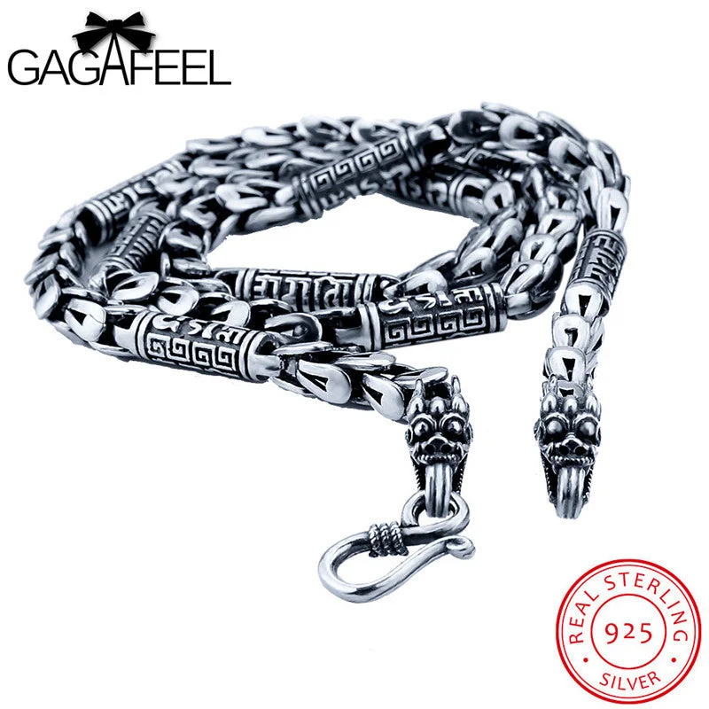 affordable necklaces for women-GAGAFEEL Long Dragonscale Necklace Vintage 925 Sterling-Silver-Jewelry Dragon