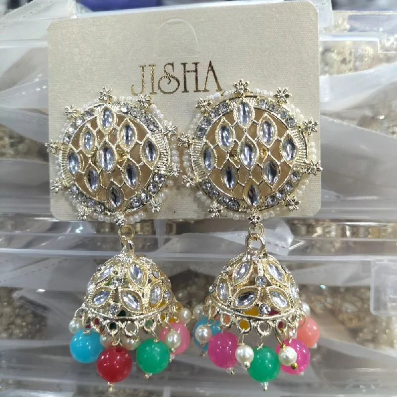 affordable stud earrings for women-Manisha Jewellery Gold Plated Austrain Stone  Jhumki Earrings