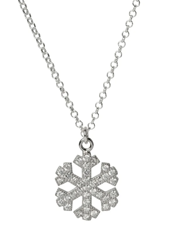 cute pendant necklaces for women-Snowflake CZ Necklace