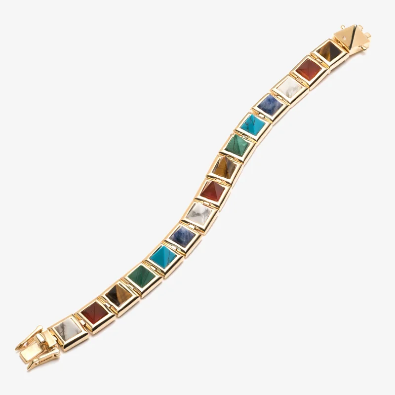 gemstone bangles with gold for women-GEMSTONE PYRAMID BRACELET - PRISM