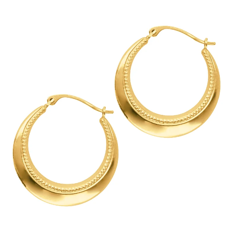 silver hoop earrings for women-14K Yellow Gold Round Hoop Earrings, Diameter 20mm