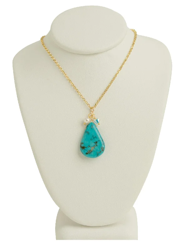 personalized heart necklaces for women-Turquoise Teardrop Stone Necklace