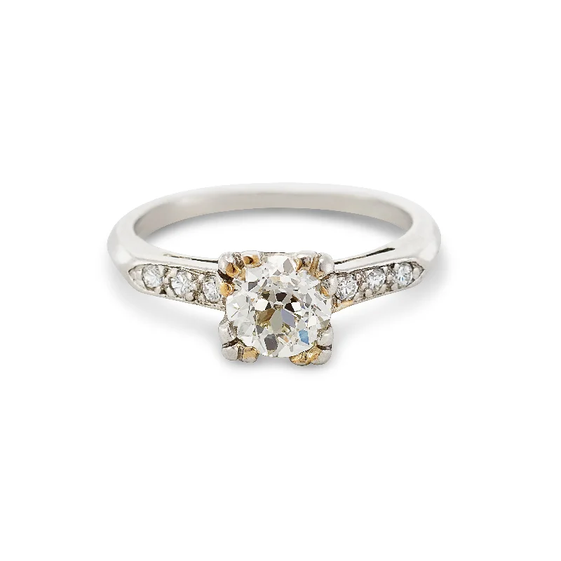 Vintage Triple Claw Art Deco Engagement Ring, 0.80 Carats