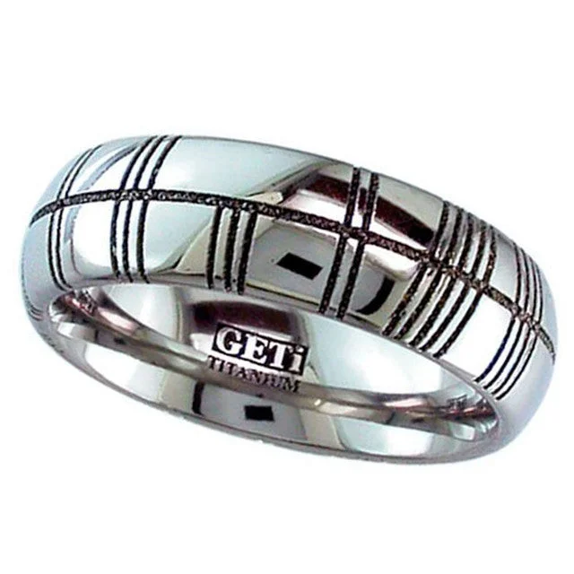 affordable custom-designed engagement rings for women-Ogham Celtic Titanium Ring - 2204-OGHAM