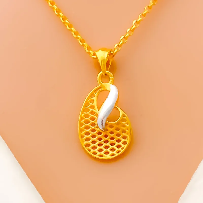 gold chain necklaces for women-Delightful Two-Tone 22k Gold Necklace