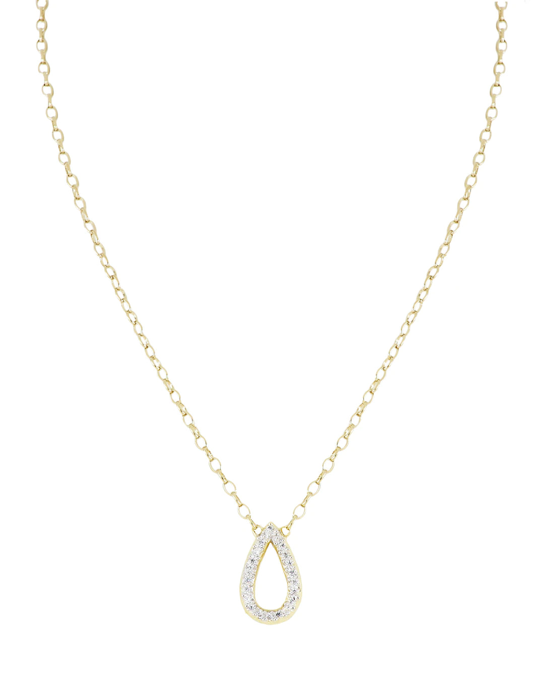 layered necklaces for women-Aldrava Teardrop Pavé  Necklace Gold 16-18" Chain