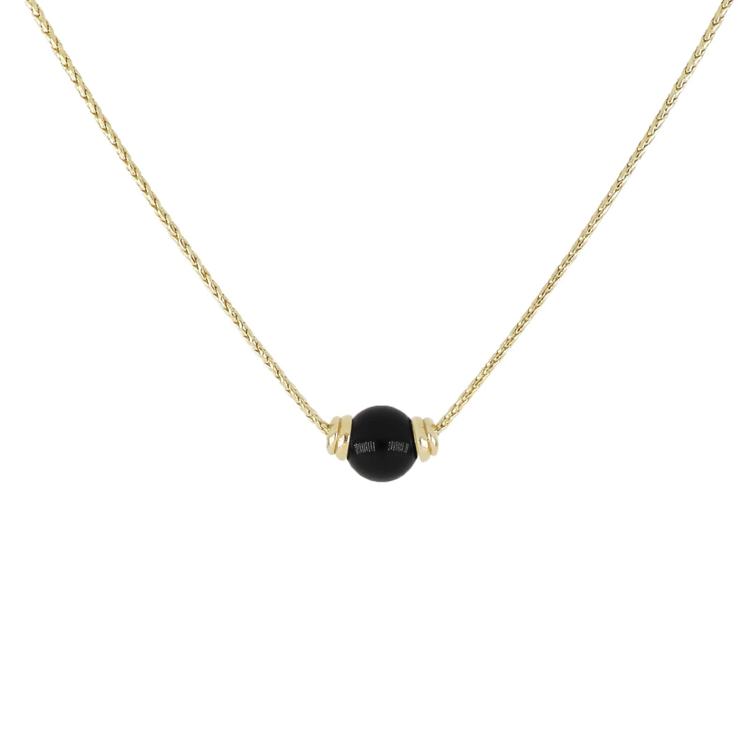 gold necklaces for women-Perola Collection - Single Black Onyx Gold Necklace