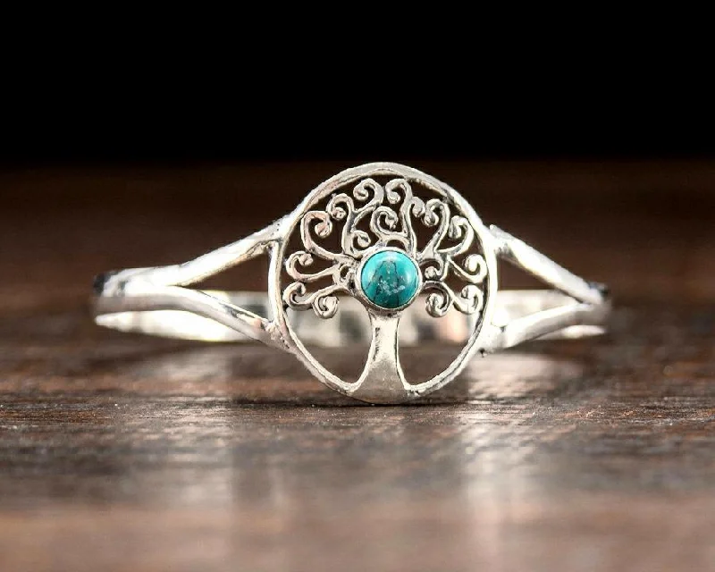 handmade bangles for women-Turquoise Tree of Life Bracelet