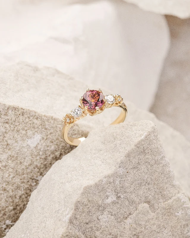 Romantic engagement ring with pink tourmaline and diamonds / Fiorella