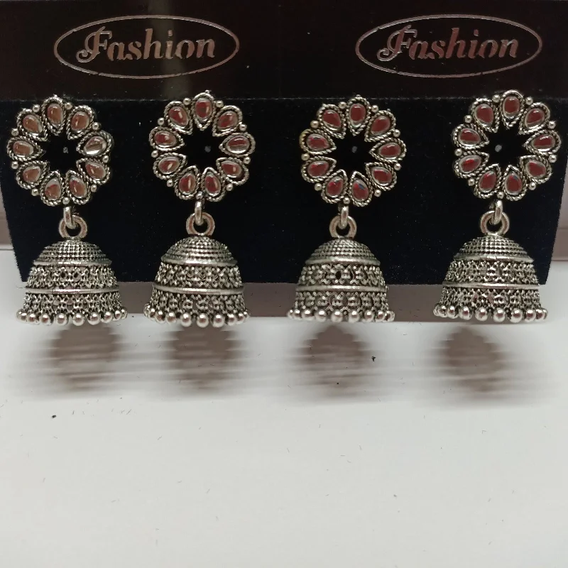 gold earrings for women-Tahura Oxidised Plated Jhumki Earrings