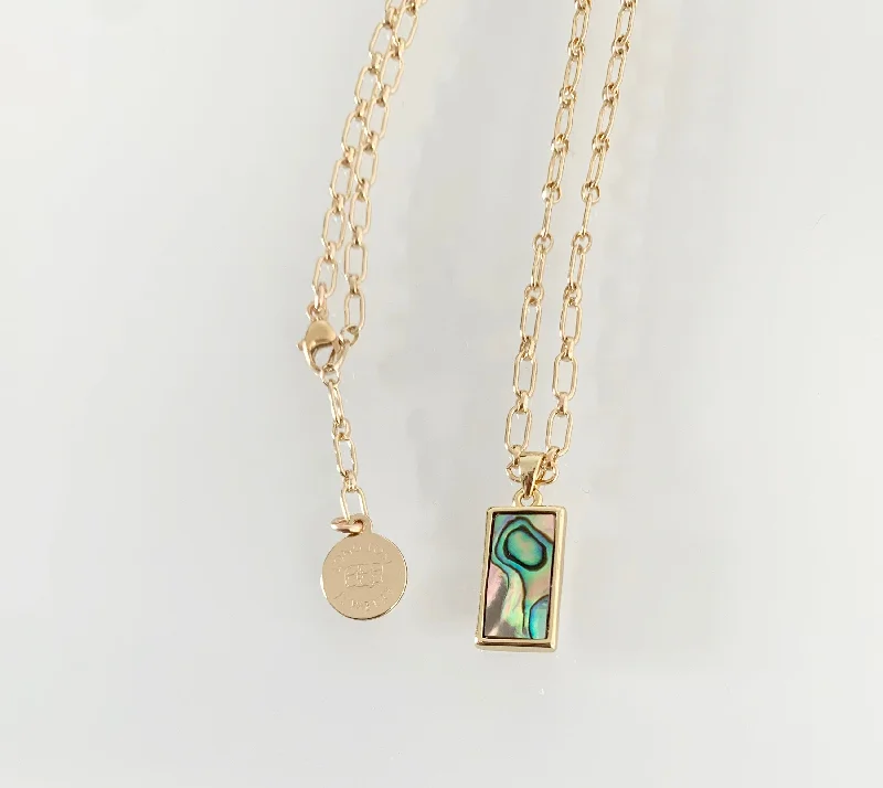 chic necklaces for women-Mini Rectangle Abalone Necklace