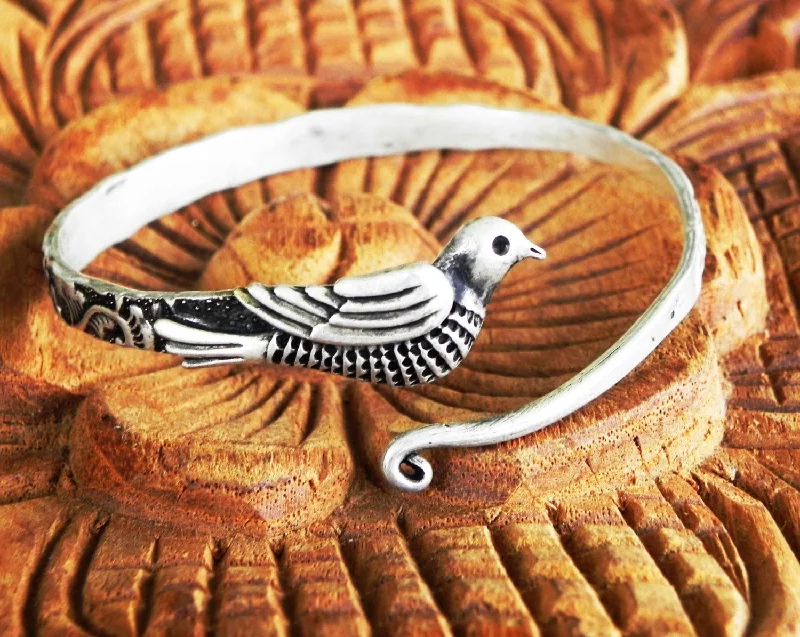 engraved bracelets for women-Silver Dove Miao Hmong Bracelet