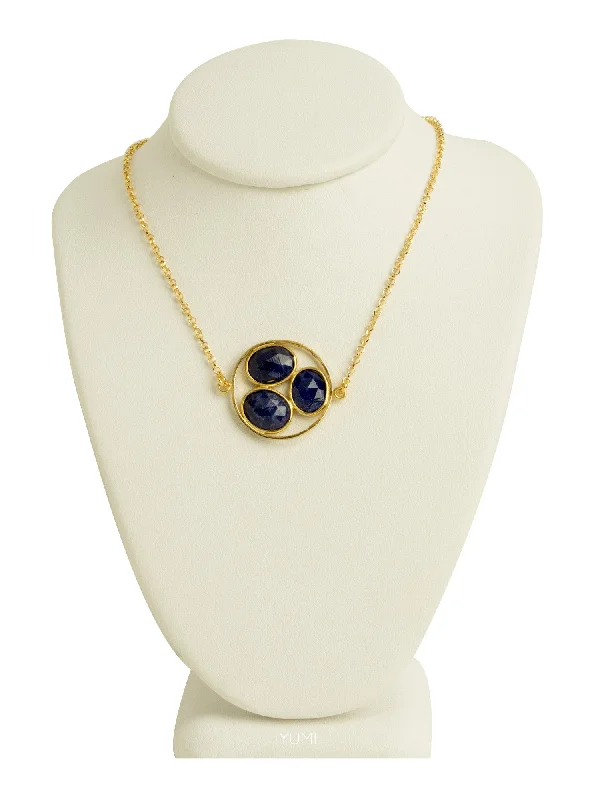 long gold necklaces for women-Blue Lapis Cluster Necklace