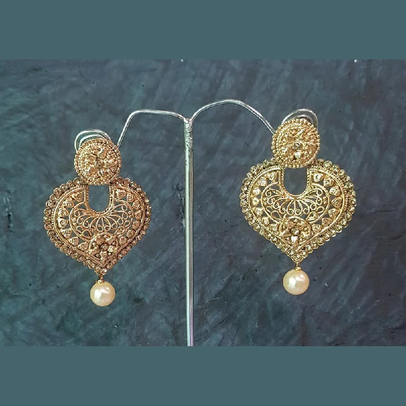 fashion dangle earrings for women-Shreeji Gold Plated Dangler Earrings